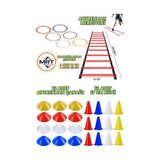 Aesco Spor Antrenman Seti 4m Merdiven 12LI Huni 12LI Çanak 12LI Koordinasyon Çemberi, Tek Ebat, Yuv-Set, Kırmızı