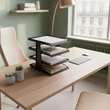 Aesco Steelline 4 Katlı Metal Dosya Rafı - Masa Üstü Ultra Sağlam Ofis Organizer (29.5X30.5X25CM) (Siyah)
