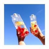 Aesco Süt Kutu Tasarımlı Su Kahve Içecek Şişesi | Cam Değildir | Kahve ve Sunum Bardağı ve Matarası 500-600ML