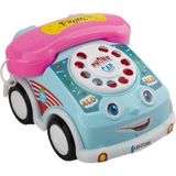 Aesco Tekerlekli Pembe Arabalı 18CM Eğlenceli Çevirmeli Telefon Sürüklenebilir Klasik Retro Oyun Telefonu