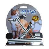 Aesco Yavru Köpek ve Kedi Gezdirme Takım Tasması (Ayarlanabilir)(Beyaz-Siyah, Standart)