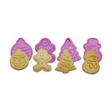 Aesco Yılbaşı Şekilli Adam Çam Ağacı Basmalı Kurabiye Kalıbı Gingerbread Man Desenli Şeker Hamuru Kesici Aparat (Konsept 1, Krem-Turuncu)