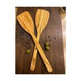 Aesco Zeytin Ağacı Spatula 2'li Set – Ince ve Hafif – Omlet, Krep, Krep ve Hafif Tavada Kızartmak Için Mükemmel – Yapışmaz Tavalar Için Güvenli - 0,5 x 7 cm