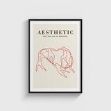 Aesthetic Line Art Boğa Tablo Çerçeveli Poster Duvar Dekorasyonu - 50 x 70 - Siyah Çerçeveli