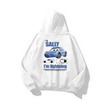 Aesthia Beyaz Kapüşonlu I'M SALLY Car Detail Sırt Baskılı Sweatshirt -Mingalondon