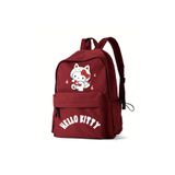 Aesthia Hello Kitty Cat Costume Bordo Renk Çift Baskılı Okul, Kurs , Dershane Sırt Çantası- Mingalondon