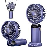 Aetcr Mini El Fanı 5 Kademeli Dijital LED Göstergeli Boyun Askılı Mini Klima Vantilatör - Mor
