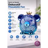 Aetcr Mini Masaüstü Fan Sevimli Ayıcık Tasarımlı Taşınabilir Vantilatör USB Şarjlı - Mavi