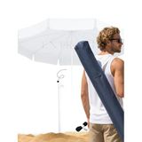 Aethra 220cm 10 Telli Beyaz Plaj ve Güneş Şemsiyesi Oxford Kumaş- Ayarlanır Başlık, Fiberglass İskelet- Teras, Balkon ve Kamp Deniz Seyahat Gölgeleme