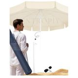 Aethra 220cm 10 Telli Krem Renk Plaj ve Güneş Şemsiyesi Oxford Kumaş- Ayarlanır Başlık, Fiberglass İskelet- Teras, Balkon ve Kamp Deniz Seyahat Gölgeleme