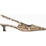 Aeyde Catrina, Yılan Desenli Deri Slingback Topuklu Ayakkabı - Bej