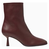 Aeyde Dorothy 65 Bordo Lüks Deri Bot, Yuvarlak Burun, Yan Fermuar ve 65MM Topuk