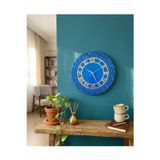 Af Epoxyart Duvar Saati - 35Cm - Modern Dekoratif - Epoksi Duvar Saati - El Yapımı Mavi+Gold Duvar Saati