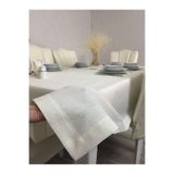 AFA TASARIM Keten Dokulu Krem Simli Masa Örtüsü 160 X 220cm