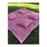 AFA TASARIM Kırmızı Pötikareli Piknik Örtüsü 160*160 Cm Ve 4 Adet Piknik Minderi 40*40cm Piknik Seti
