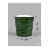 AFAM HEDİYELİK KoyuYeşil Mermer Desenli Dekoratif Seramik Orkide Saksısı 12x13 cm Dekoratif Vazo Masaüstü Dekor