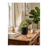 AFAM HEDİYELİK Siyah Desenli Ayaklı Dekoratif Seramik Orkide Saksısı 12x19 cm Dekoratif Vazo Masaüstü Dekor