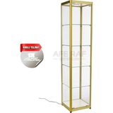 Afe Dekor Camlı Vitrin - Camlı Dolap - Camlı Koleksiyon Vitrini - 175X30X30 Camlı Vitrin - Camlı Dolap - Camlı Koleksiyon Vitrini - Gold