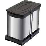 Afeks Pyramith Teleskopik Raylı Paslanmaz Çöp Kovası 12+12 Litre Antrasit Modern Tasarım (P-9456)