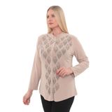 AfifeCOLLECTİON Anne Şık Abiyelik Nişanlık Anne Gömlek Taşlı İşlemeli Boncuklu Düğünlük Rahat Gömlek