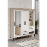 Afilli 2 Kapaklı Sürgülü Gardrop Beyaz MDF Malzeme ile Modern Tasarım ve Ayna
