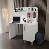 Afilli Bohem Çalışma Masası Beyaz MDF Modern Tasarım Dikdörtgen 110 cm Genişlik 135 cm Yükseklik
