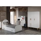 Afilli Bohem Çocuk Odası Takımı Yavrulu Masalı Beyaz MDF 3 Parça Modern Tasarım