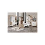 Afilli Ildır Çocuk Odası Takımı 4 Parça Tamamı Mdf Flora Beyaz Aynalı