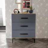 Afilli Izmir 3 Çekmeceli Şifonyer Antrasit MDF 70 cm Genişlik 82 cm Yükseklik 42 cm Derinlik