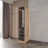 Afilli Kayra Füme Camlı Dolap MDF Malzeme 1 Kapılı Modern Tasarım Safir Meşe Renk