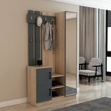 Afilli Nova Modern Tasarımlı Kapaklı Aynalı Portmanto 180 cm Yükseklik 100 cm Genişlik Antrasit MDF