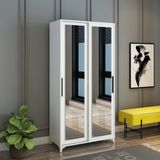 Afilli Olivia Beyaz MDF Sürgülü Çift Aynalı Portmanto 90 cm Genişlik 178 cm Yükseklik Klasik Tasarım - 010 - Beyaz