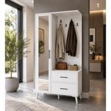 Afilli Oslo Aynalı Portmanto Vestiyer %100 MDF Klasik Tasarım 5 Raflı 110x181x36 cm Ölçülerinde