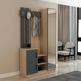 Afillibebek Nova Kapaklı Aynalı Portmanto Vestiyer 180 cm Yükseklik 100 cm Genişlik MDF Malzeme - Antrasit