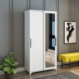 Afillibebek Olivia Sürgülü Aynalı Portmanto Beyaz (Tamamı Mdf)