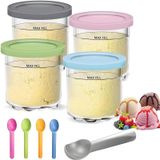 AFINSEA Ninja için Kremalı Pint ve Kapaklar, 4'lü Kremalı Dondurma Kapları Bardaklar Kavanozlar Küvet Bidonları Seti, NC299AMZ ve NC300s Serisi Kremalı Dondurma Makinesi ile Uyumlu Smoothie Pot