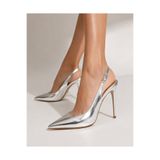 Afke Kadın Gümüş Sivri Burun Slingback Stiletto