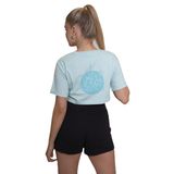 AFLOOW Delicate Kadın Mavi Oversize Kısa Kollu Crop Tişört –%100 Pamuk Sırtı Baskılı Disco Top Tasarımı, Günlük Rahat S