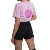AFLOOW Delicate Kadın Pembe Oversize Kısa Kollu Crop Tişört –%100 Pamuk Sırtı Baskılı Disco Top Tasarımı, Günlük Rahat