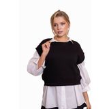 AFLOOW Delicate Kadın Siyah%100 Pamuk Oversize Kolsuz Süveter – Şık ve Rahat Basic Yarım Kollu Yelek