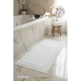 Aflora Beyaz-Mor Ayak Havlusu - 60X130cm, 690Gr, %100 Pamuk, Spa Ve Otel Banyo Paspası, Günlük Kullanıma Uygun