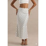 AFR CLOTHES KADIN SATEN KUMAŞ PUANTİYELİ İÇİ ASTARLI MAXİ ETEK