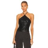 AFR CLOTHES KADIN SİYAH PAYET İP ASKILI İÇİ ASTARLI BLUZ