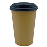 Afra Tedarik 16 Oz Karton Bardak Latte Kahve Kağıt Bardak 480 ml (Siyah Kapaklı 100 Adet)