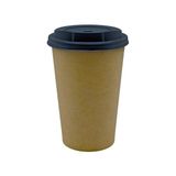 Afra Tedarik 16 Oz Siyah Kapaklı Karton Bardak Latte Bardak 480 ml 100'lü