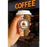 Afra Tedarik 300 ml Beyaz Kapaklı Karton Bardak 12 oz Latte Kahve Kağıt Kaliteli Bardak 100'lü