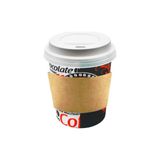 Afra Tedarik 8 Oz Beyaz Kapaklı Tutamaçlı Karton Bardak Latte Kahve Kağıt Bardak Sleeve 250 ml 100'lü - 100 Adet Beyaz Kapaklı