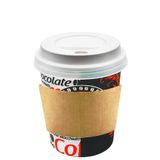 Afra Tedarik 8 Oz Beyaz Kapaklı Tutamaçlı Karton Bardak Latte Kahve Kağıt Bardak Sleeve 250 ml - 100'lü