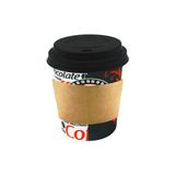 Afra Tedarik 8 Oz Siyah Kapaklı Tutamaçlı Karton Bardak Latte Kahve Kağıt Bardak Sleeve 250 ml 100'lü - 100 Adet Siyah Kapaklı