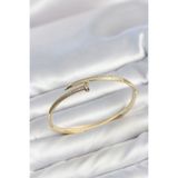 AfraBeauty Afra Beauty Gold Çivi Model Zirkon Taşlı Çelik Kadın Kelepçe Bileklik